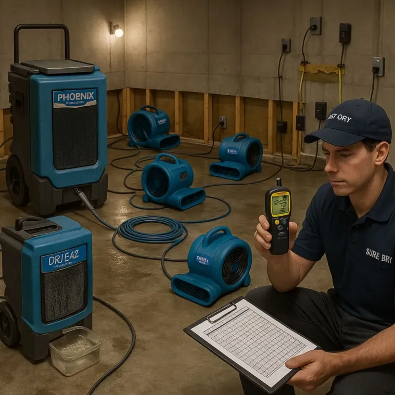 Structural Drying and Dehumidification process in The Hideout, PA